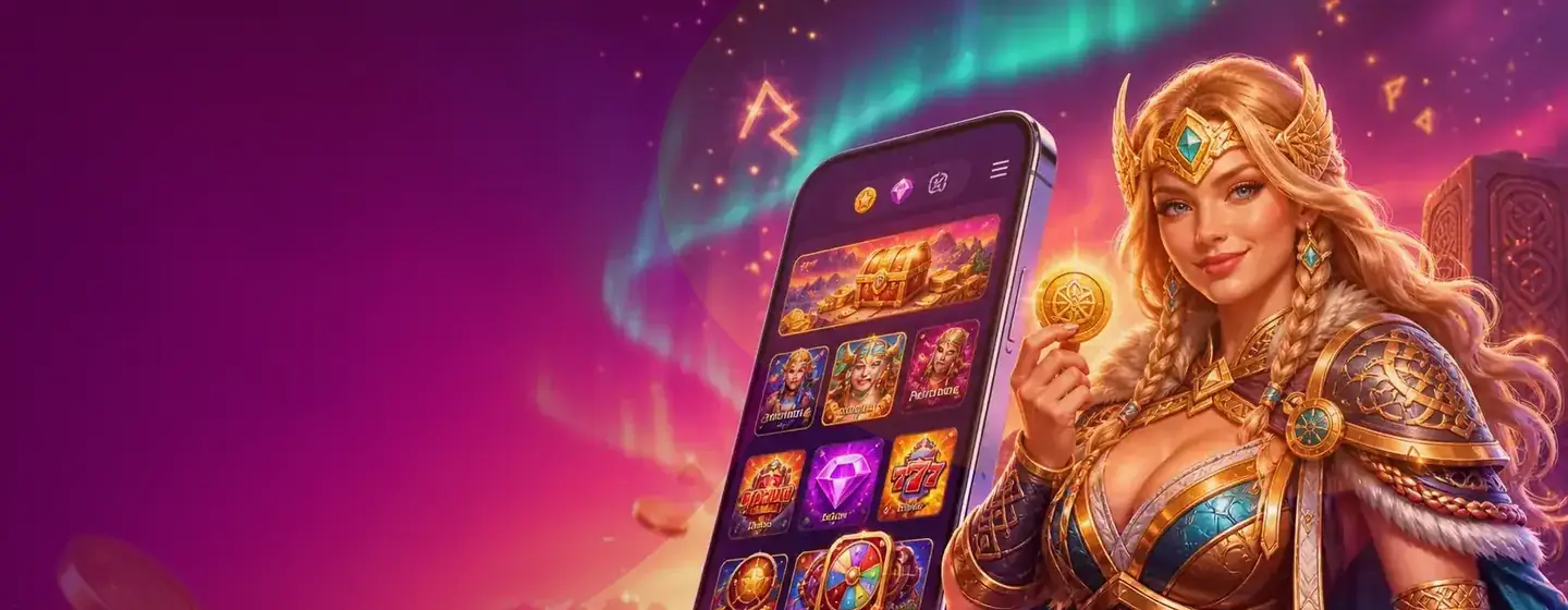HitnSpin hero banner for Hit'n'Spin App med norsk casinoinformasjon